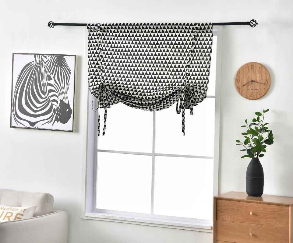 

Geometric Tassel Curtains American Style Window Drapes Cotton Linen Kitchen Curtain Country Style Window Decor Living Room1