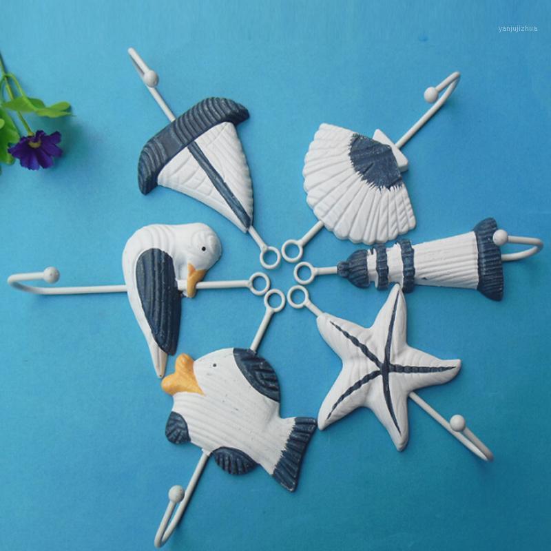 

Mediterranean Style Home Decoration Hooks Coat And Hat Crochet Blue And White To Fish The Old Wooden1