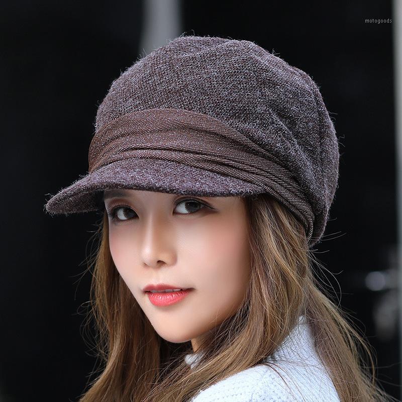 

2020 hot octagonal hats for women solid color retro octagonal caps soft newsboy caps visor cap female winter hats1, Black