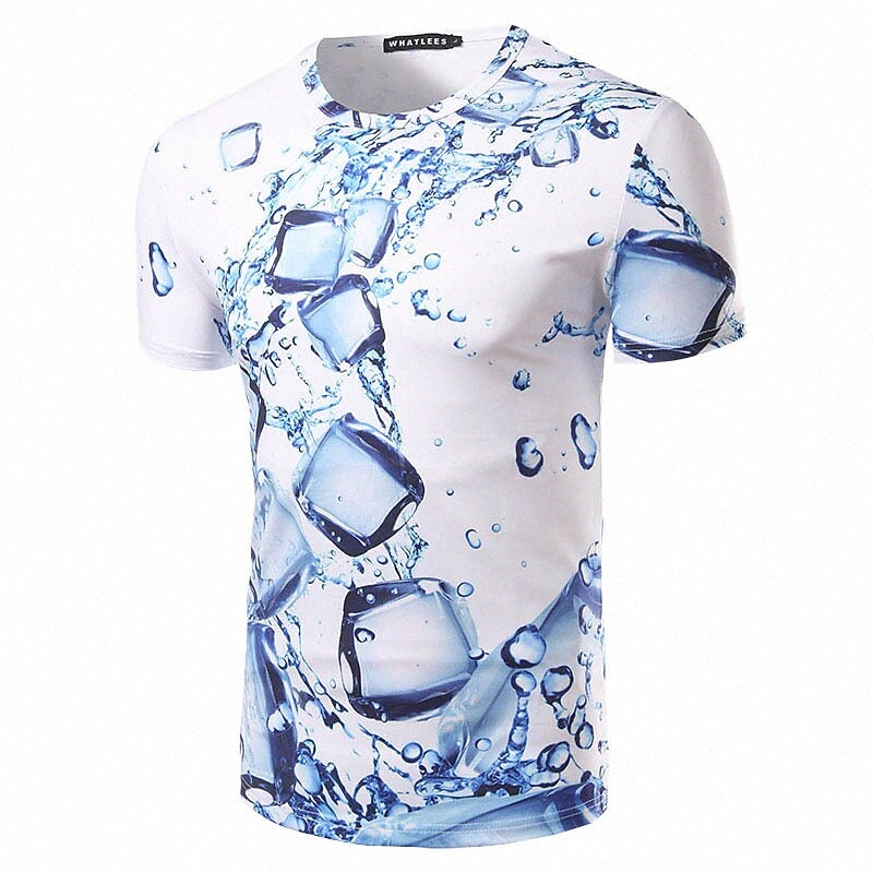 Men's T shirt Shirt Graphic Round Neck Daily Holiday Print Short Sleeve Slim Tops Basic Blue / Summer / Beach M4MS#