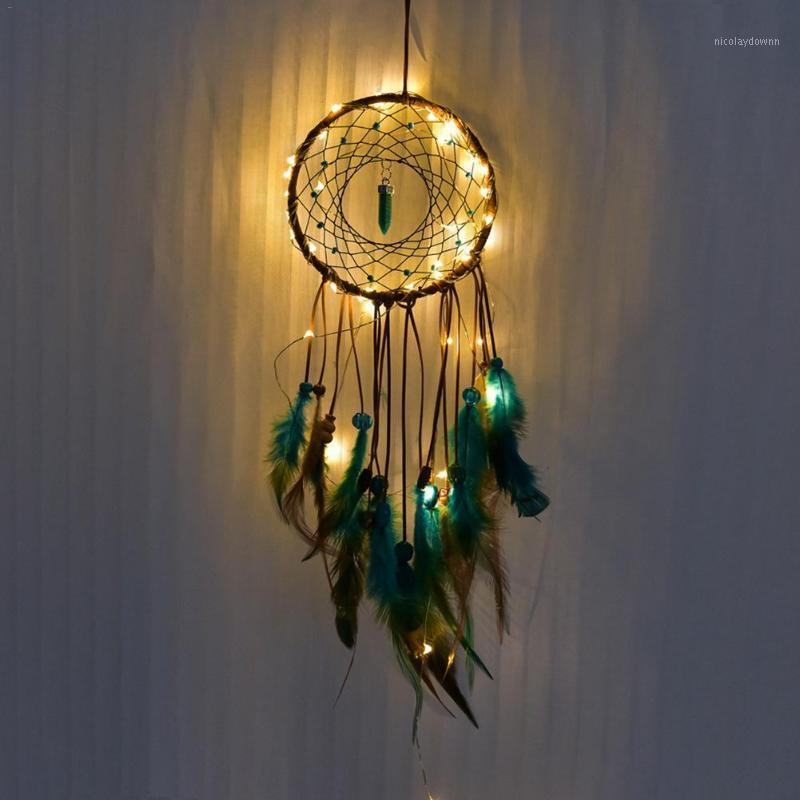 

Dream catcher Led Handmade Dreamcatcher Feathers Night Light dream catchers Wall Hanging Home Room decoration #CO1