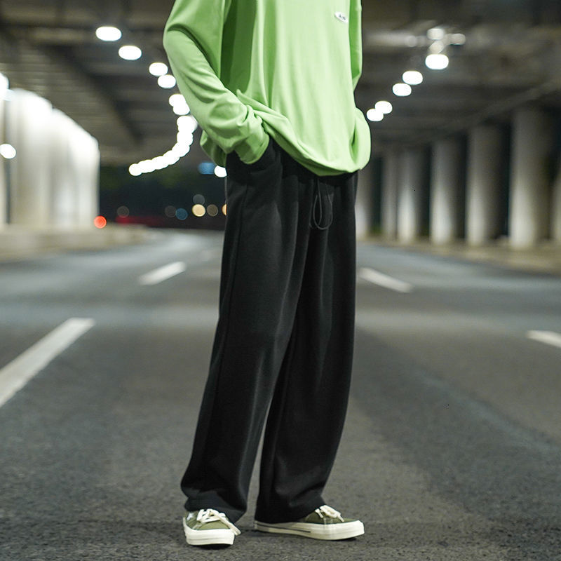 

Men' Trousers 2021 New Autumn Thin Straight Leg Long Pants Male Youth Wear -2xl C3L6, Black