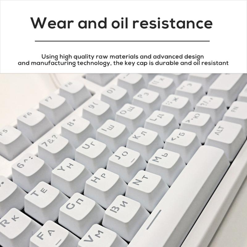 

Russian 104 Keys keycaps Layout Mechanical Keyboard Keycaps ABS Transparent For Cherry MX GK61 NOPPOO FICO Switch