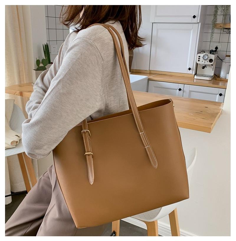

2021 new women's tote bag soft face big bag women's fashion Korean version large capacity single shoulder, Black
