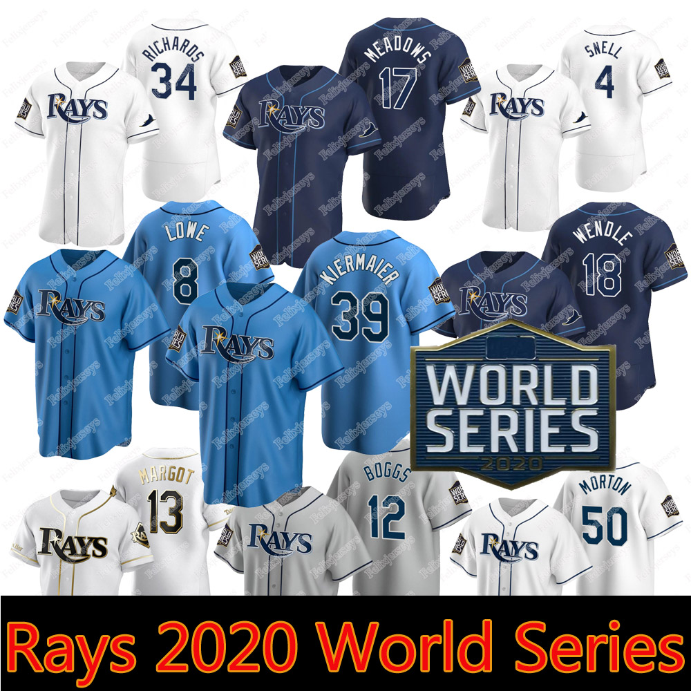 

Kevin Kiermaier 2020 World Series Baseball Jersey Willy Adames Randy Arozarena Manuel Margot Blake Snell Charlie Morton Austin Meadows, Youth size s-xl blue