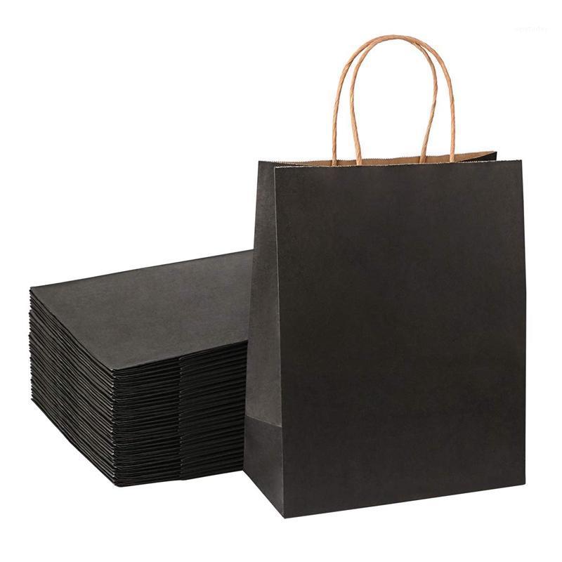 

100PCS DIY Multifunctional Soft Black Paper Bag with Handle 21X15X8cm Holiday Gift Bag High Quality Shopping Kraft Paper1