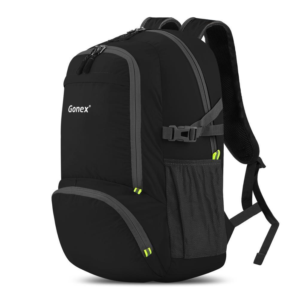 

Gonex 30L Ultralight Backpack Foldable Daypack City Bag for School Travel Hiking Outdoor Sport Black 210D Nylon MEN WOMEN 201123