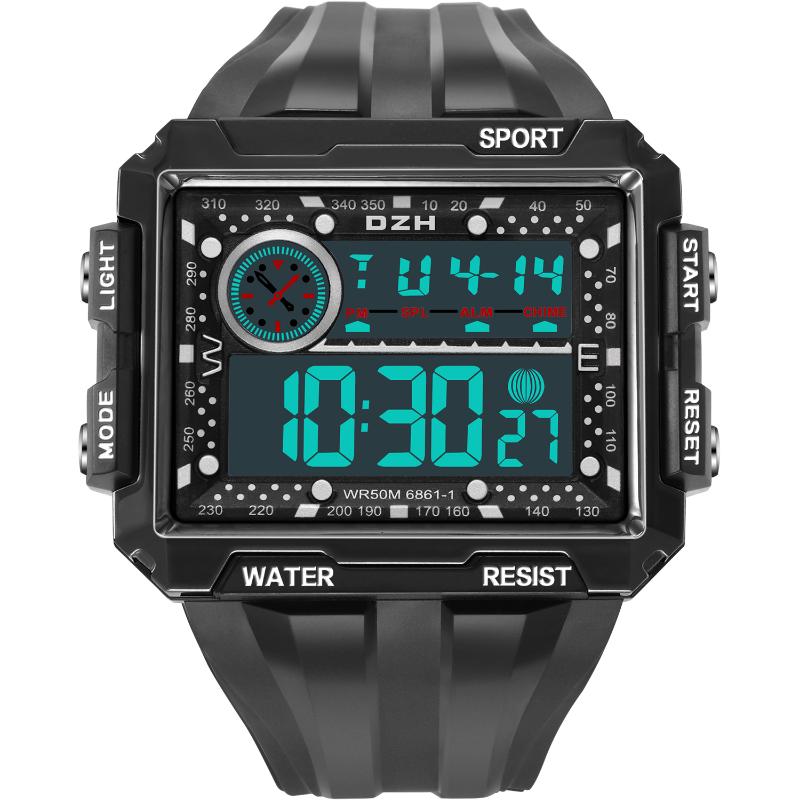 

Wristwatches Digital Watch Men SYNOKE Brand Rugged Square 50M Waterproof Luminous Timer Multi-function Watches Reloj Deportivo Hombre, Blue
