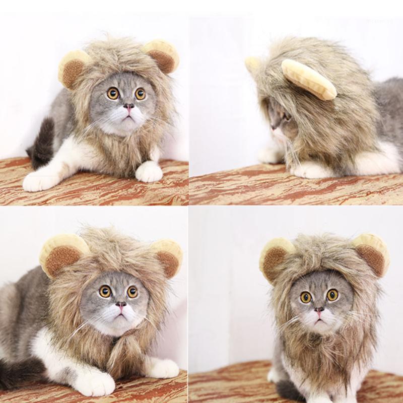 

Pet Clothes for Dog Hat For Dogs Christmas Dress Up Lion Mane Wig Dogs Halloween Pet Dog Cat Costume Hat Head Sets Pets1, Brown