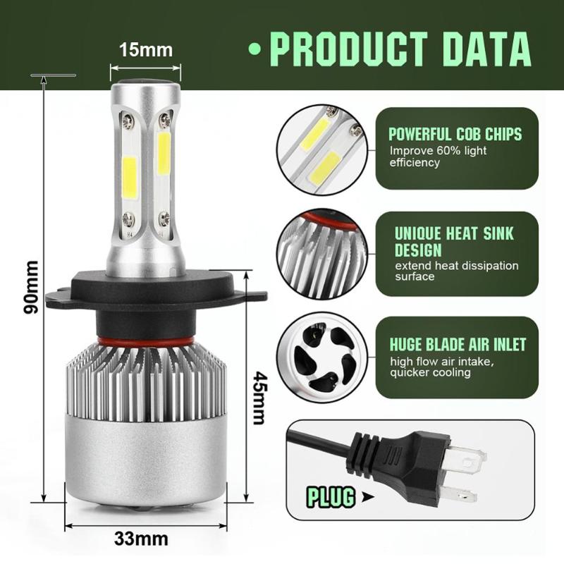 

2PCS H1 H3 Led Headlight Bulbs H7 LED Car Lights 880 H10 3 9005 9006 4 H13 9008 6000K 80W Auto Headlamps L1