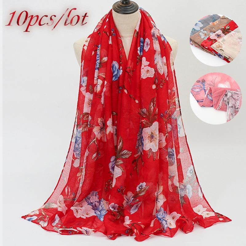 

2020 printed viscose scarf floral scarves fashion women muslim hijab stoles large size female headband bandana 10pcs/lot
