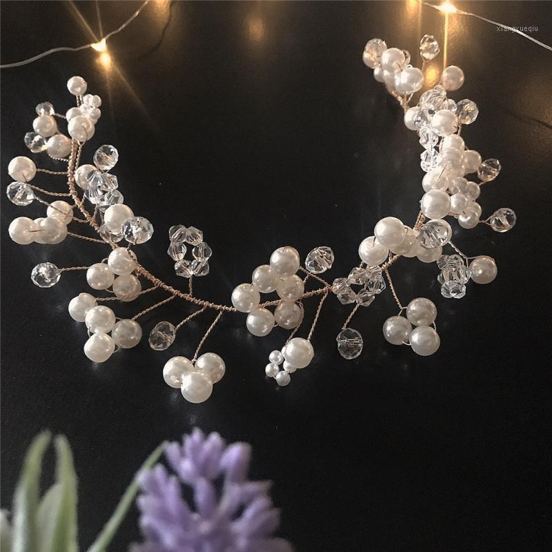 

Crystal Bridal Hair Vine, Pearl Ribbon Headband, Wedding Headpiece, Flexible Vine Jaylah Headband Clips & Barrettes, Golden;silver