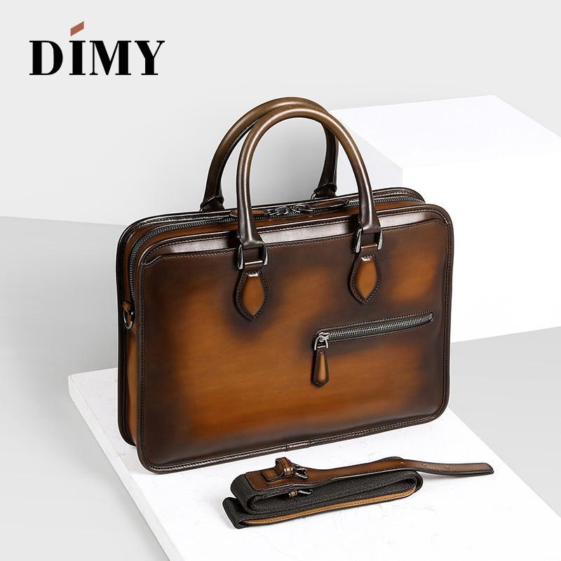 

DIMY Handmade Laptop Bags Man's Briefcases Genuine Cow Leather Business Case Totes Fashion Style Zipper Shoulder Bag For Men1, Blue