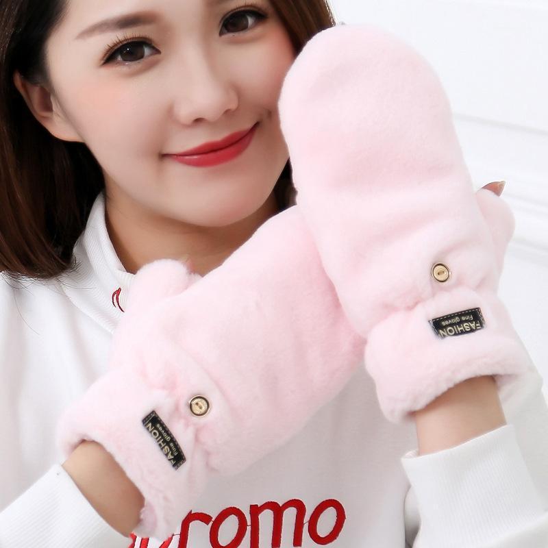 

Eldiven Plush Clamshell Gloves Women Korean Version Plus Velvet Thick Warm Gloves Cycling Full Finger Glove Guantes Ciclismo New1