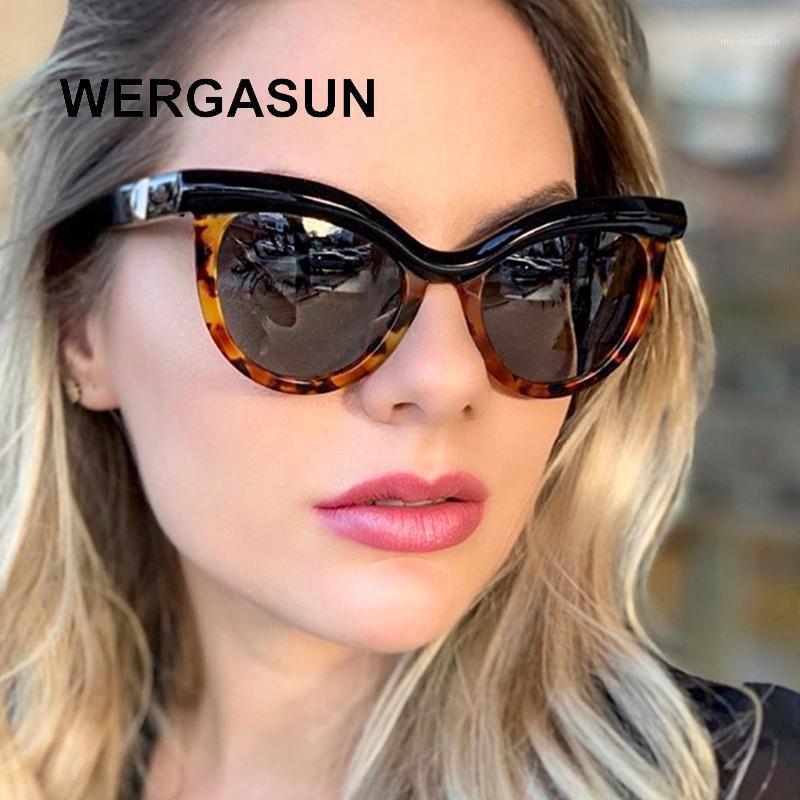 

WERGASUN New Brand Designer Cat eye Sunglasses Women Vintage Glasses For Women Mirror Retro Lunette De Soleil Femme UV4001
