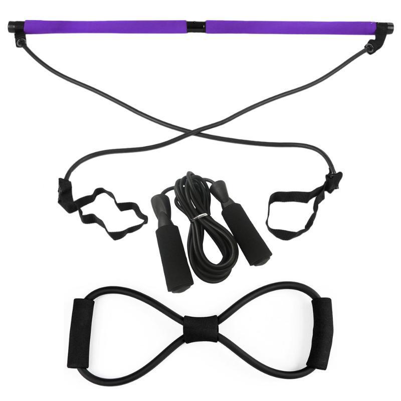 

Portable Bar Kit Muscle Toning Bar w/ 8 Shaped Resistance Bands 2.8M Adjustable Jump Rope Home Gym Exercise Fitness Body Workout1