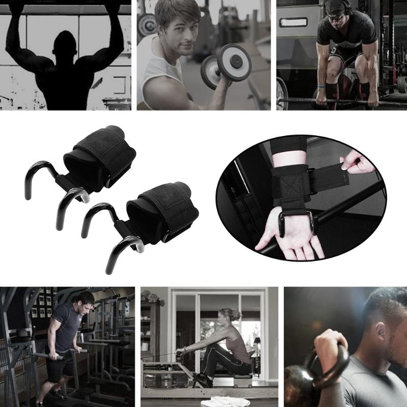 

1pair Men Women Weight Lifting Hook Workout Hand Protective Steel Strength Training Anti Slip Adjustable Size Gym Wrist Wraps
