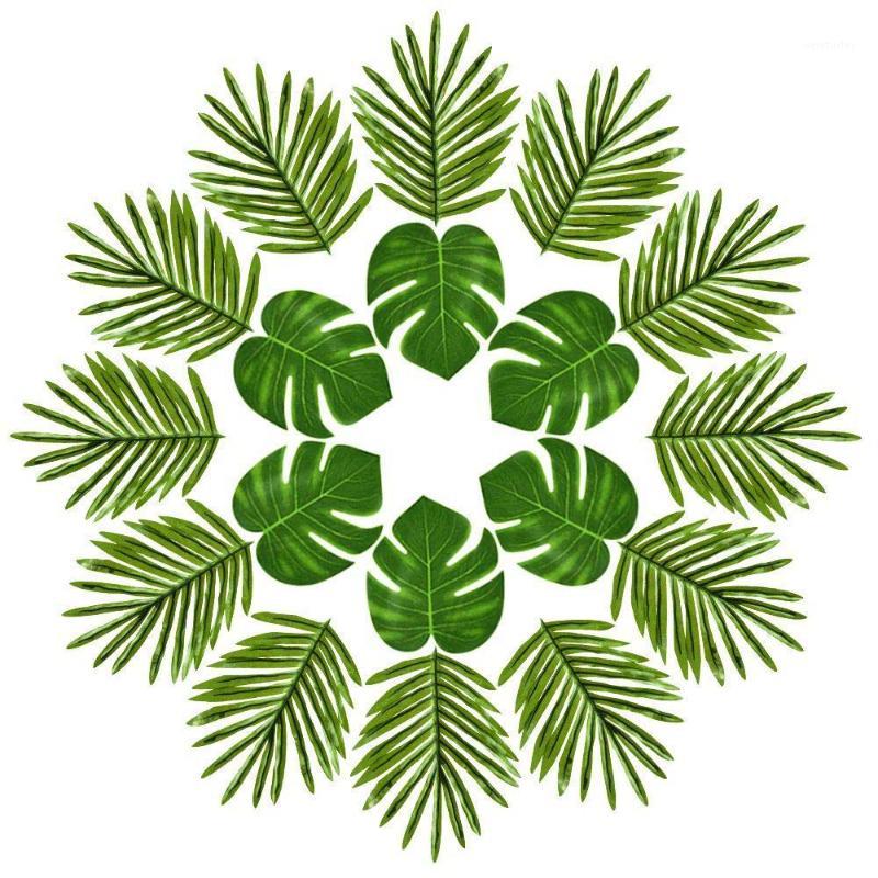 

24 Pcs Tropical Palm Leaves Luau Party Decoration Artificial Simulation Tropical Monstera Plant Leaves for Hawaiian Safari Jun1, Green