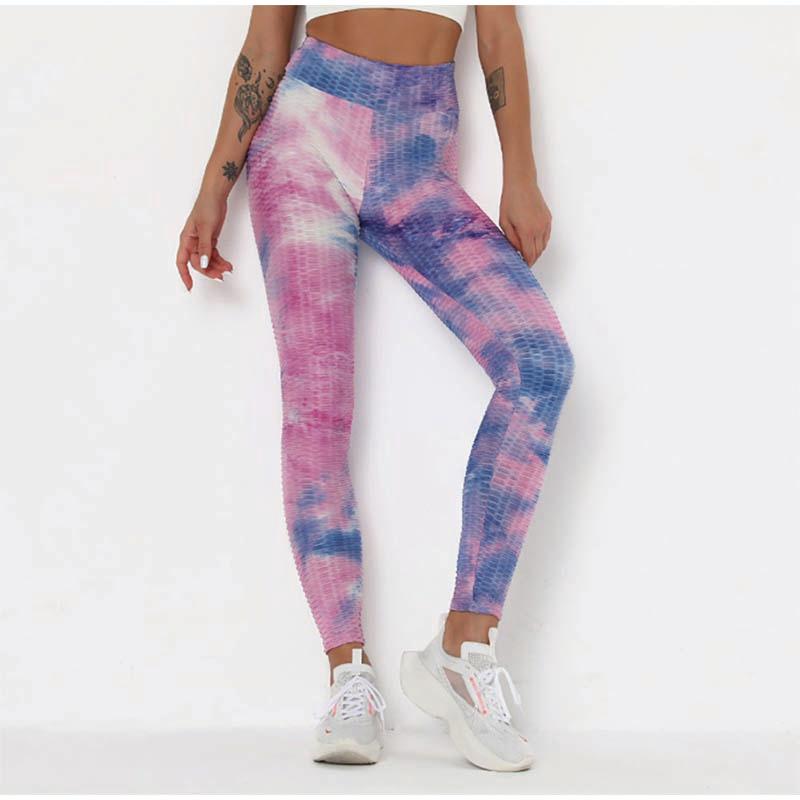 

Tie Dye Tight Leggings Sports Women Fitness with Pocket Yoga Pants Stretch Workout Leggings Patchwork Slim Gym, Black