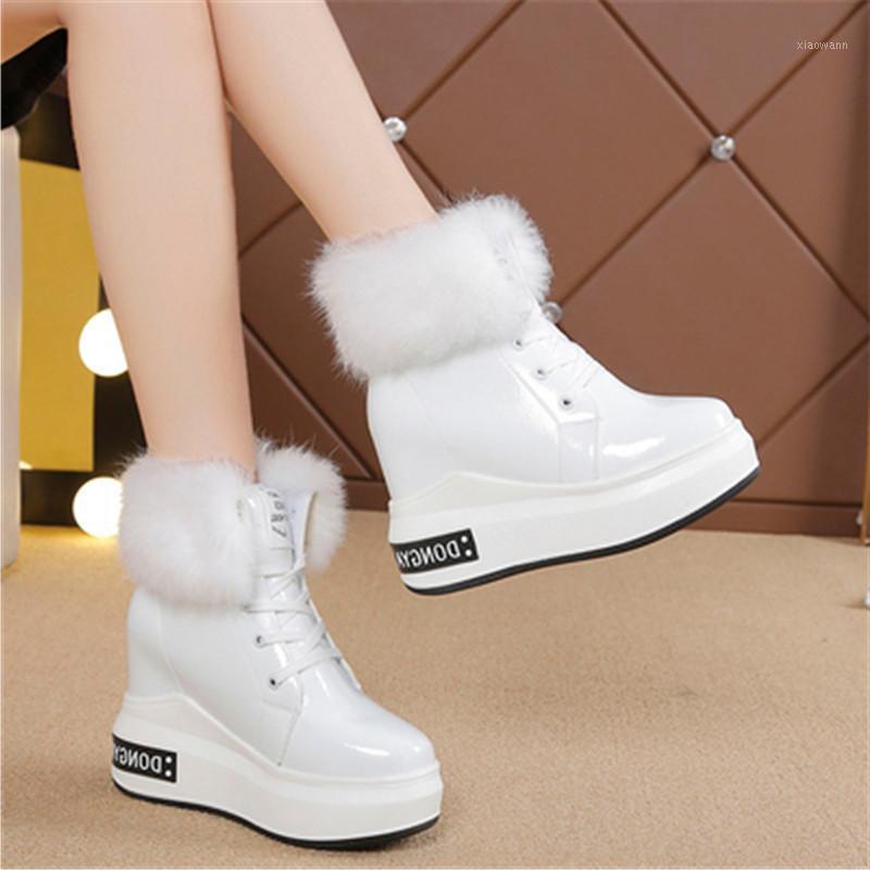 

Winter Patent Leather Platform Boots Women Waterproof Hidden Wedges White Shoes Woman Warm Plush Fur Womens Ankle Boots Black1, Suede black boots