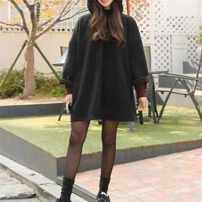 

Women Fashion Skateboard Sport Sweatshirt Hoodies Long Sleeve Hoody Autumn And Winter Loose Solid Color Thicken Sweatshirt1, Black