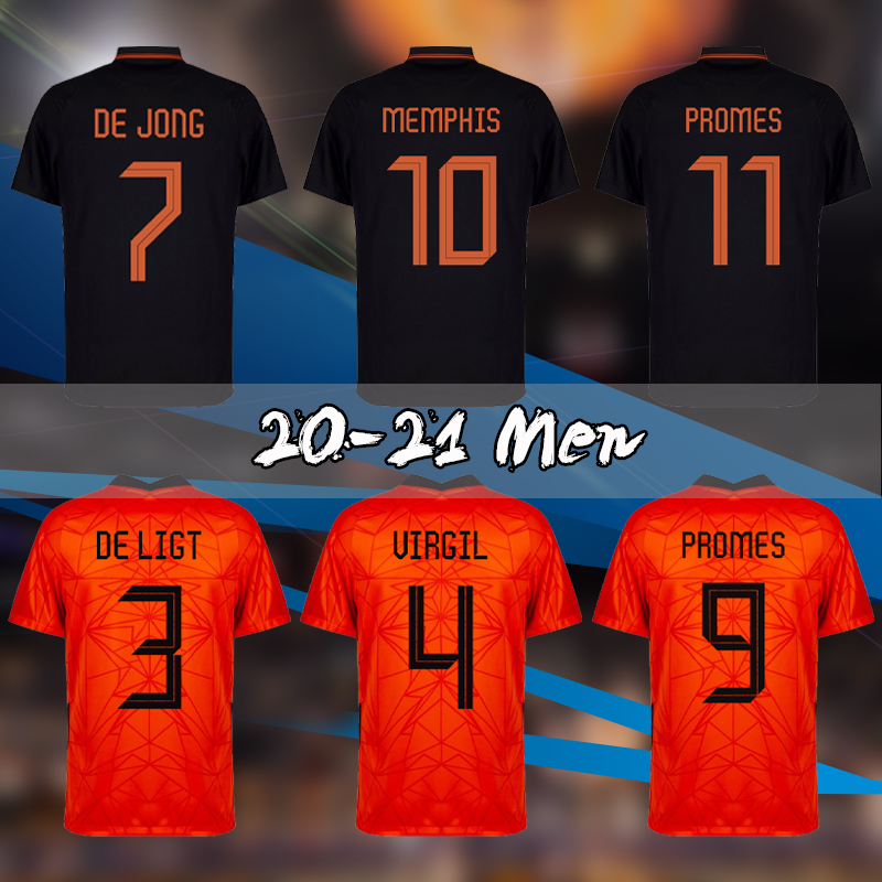 

MEMPHIS 2020 Netherlands soccer shirt DE JONG Holland DE LIGT STROOTMAN VAN DIJK VIRGIL 2021 football jersey Adult, Home