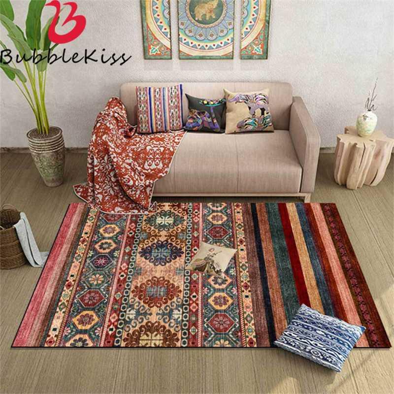 

Bubble Kiss Carpets For Living room Fashion Colorful Ethnic style Carpet Colored Crimson Stripe Pattern Rug Bedroom Decor Carpet1