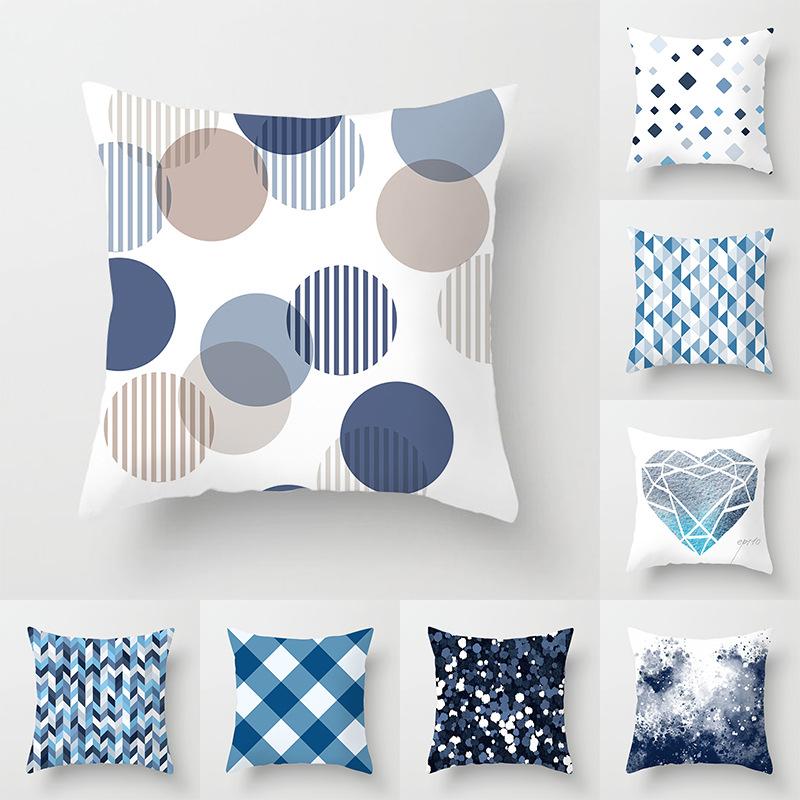 

New Blue Cushion Covers Nordic Geometric Decorative Pillows for Couch Sofa Car Throw Pillow Covers Fashion Polyester Pillowcase, Drd228-7