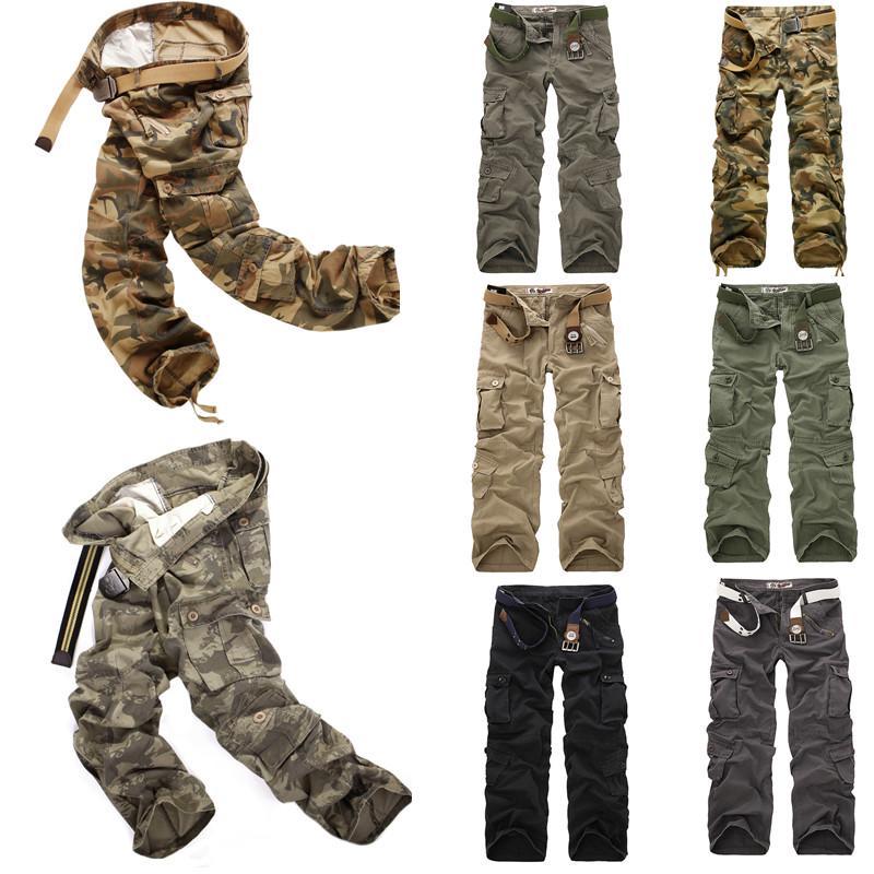 

Men's Pants Camouflage Cargo Combat Men Plus Size Military Army Trousers Multi Pocket Long Sweatpants, Black
