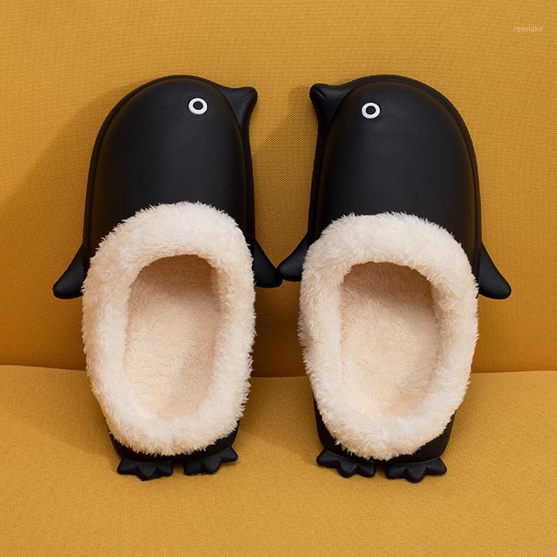 

Womens Girl Penguin Shape Warm Plush Slippers No Slip Indoor Shoes Valentine Gift Winter Flip flops Plus Size 34-45 6Colors Cute1, Dark green