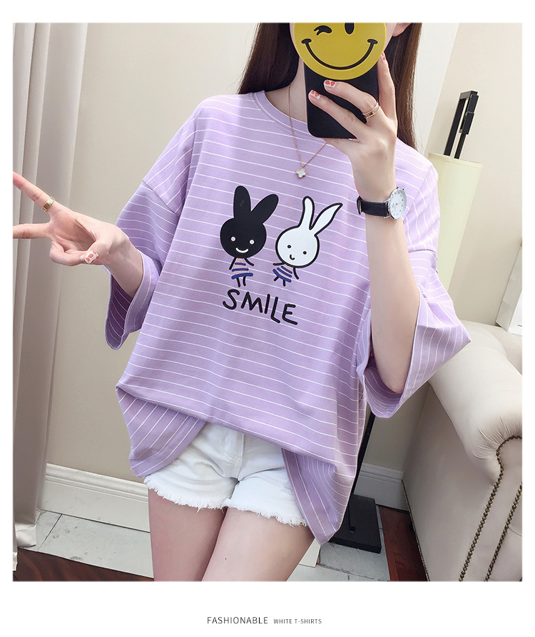 

Popular Women's t Shirt Summer Cotton Material O- Neck Tops Clothing Srx500 Bzxt