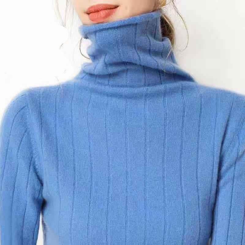 

2021 New Turtleneck Soft Cashmere Cotton Blend Slim Women Autumn Winter Elasticity Jumper Pull Femme Hiver Pullover Sweater S71c, Camel
