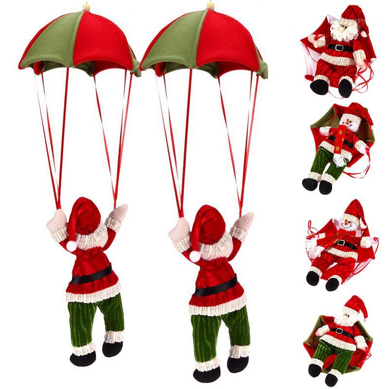 

1Pcs Lovely Christmas tree pendant ornament parachute Style New Year Decoration Ceiling Parachute Santa Claus Snowman Pendant1