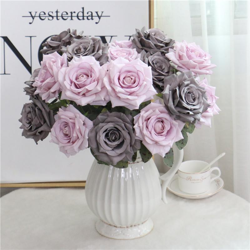 

9 heads one bouquet silk rose artificial flower valentine's gift wedding bride dress up home decoration christmas fake flower1, Red