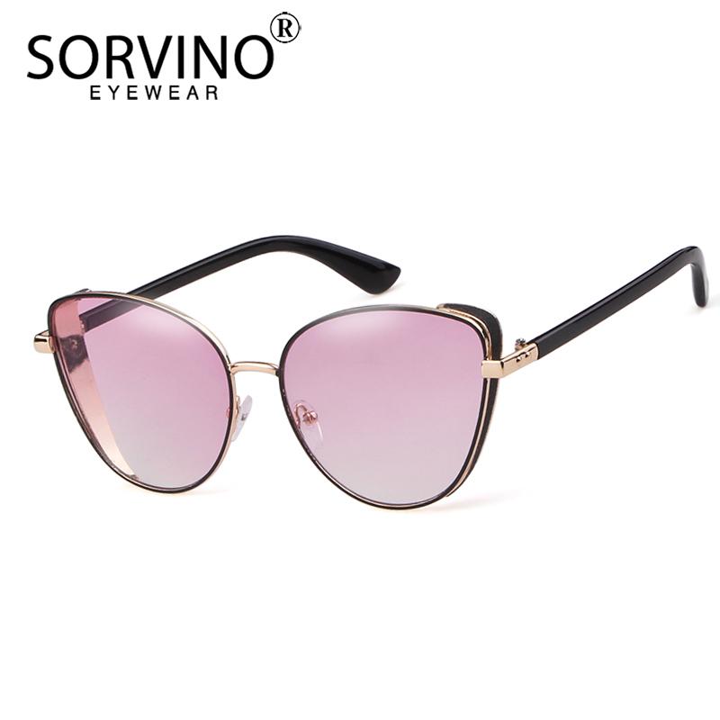 

SORVINO Vintage Shades For Women 2021 Cat Eye Sunglasses Designer Fashion Womens Pink Blue Cateye Sun Glasses SP312