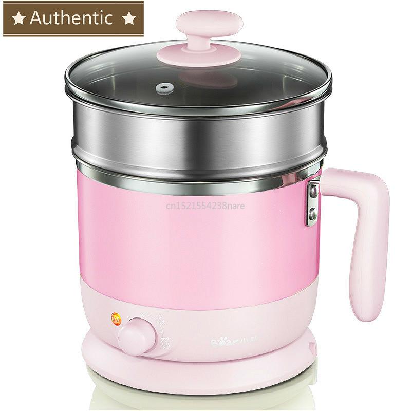 

220V Mini Electric Rice Cooker Stainless Steel Pink Lunchbox 2 Layers Steamer Multi Cookers for Students Steam Stew ,1.2L
