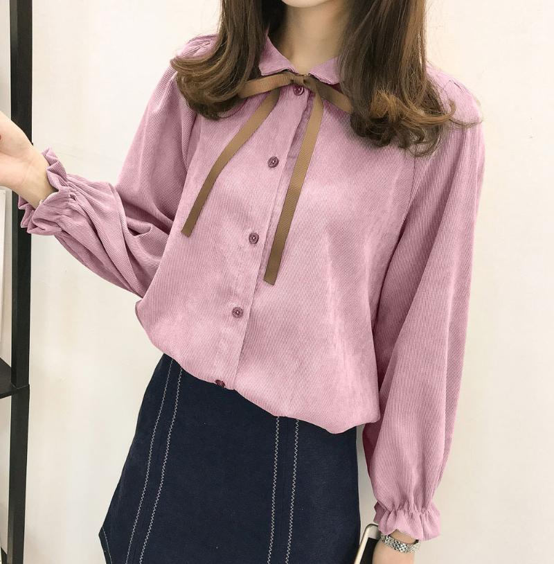 

Womens Blouses Bowknot Tops And Blouses Casual Long Sleeve Ladies Shirts Pink/white/beige Blusas Plus Size Blusa Feminina Tops, Gray