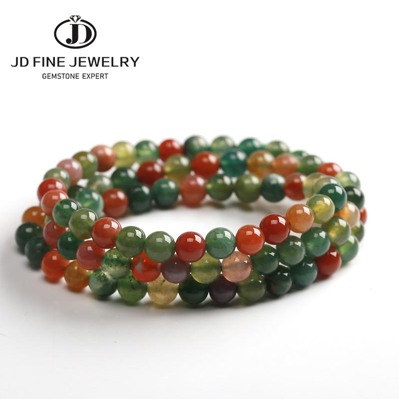 

JD 6-7mm Natural Agate Tourmaline Color Crystal Bracelet Buddha Beads Natural Stone Made Colorful Good Quality Multilayer