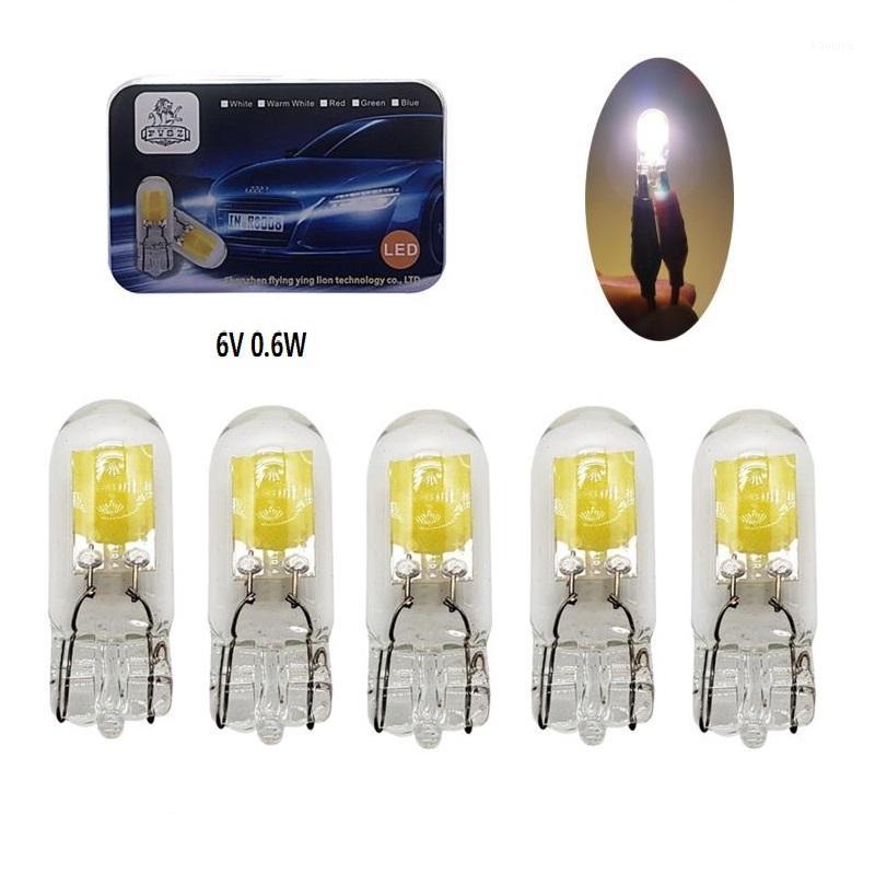 

5Pcs 2020 T10 led W5W 6V 0.6W 6000k car width bulb indicator light instrument reading light plate glass bulbs white1, As pic