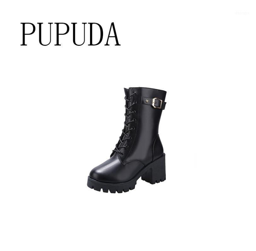 

PUPUDA Platform Boots Winter Fashion Chunky High Boots Women Trend Snow Casual Cowboy Shoes For Women1, Black