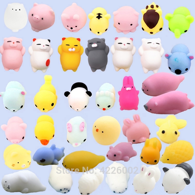 

30pcs Squishy Squeeze Mochi Cat Squichy Antistress Squishes Fun Squishies Kawaii Animals Set Anti stress Funny Toys for Children Y200428