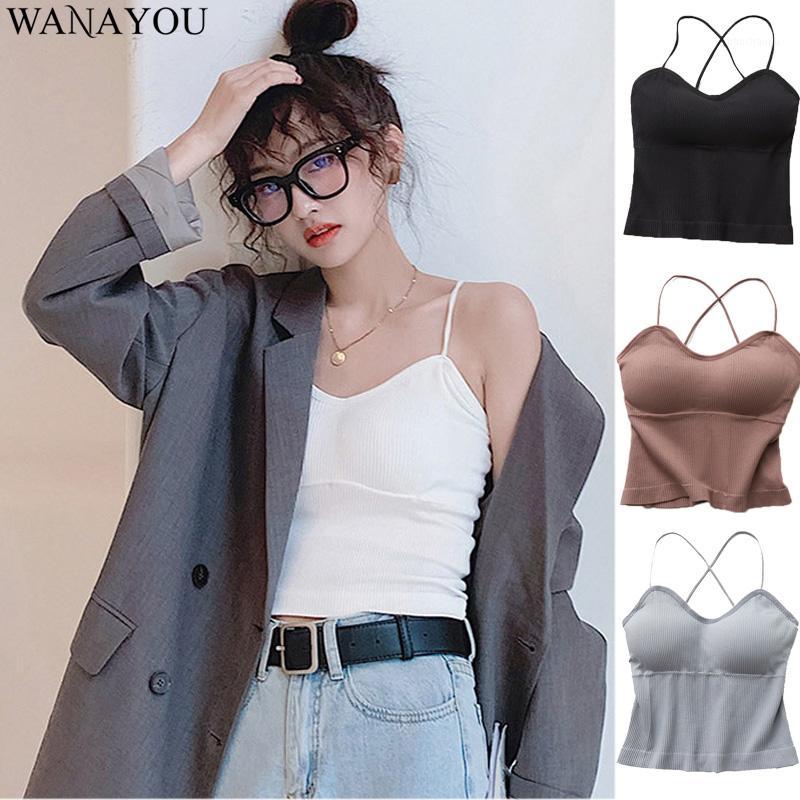 

WANAYOU Women Cross Strap Sports Bras Breathable Beauty Back Fitness Tank Tops Padded Shockproof Workout Running Yoga Bra Tops1, Random color