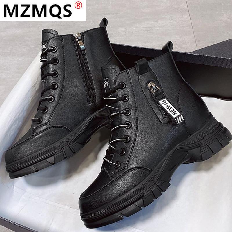 

New Casual Boots Short Plush Wedge Shoes Woman 2020 New Winter Women Ankle Boots Ladies PU Platform Booties for Women Shoes, Black