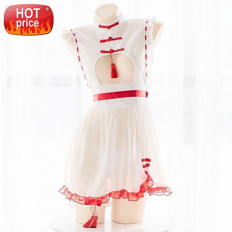 

Sweet Cute Lovely Gothic Lolita Cosplay Dress with String Transparent Sleep Wear Fairy Cheongsam Cos Cow Costumes for Women Girl #Ff6q, Black;white
