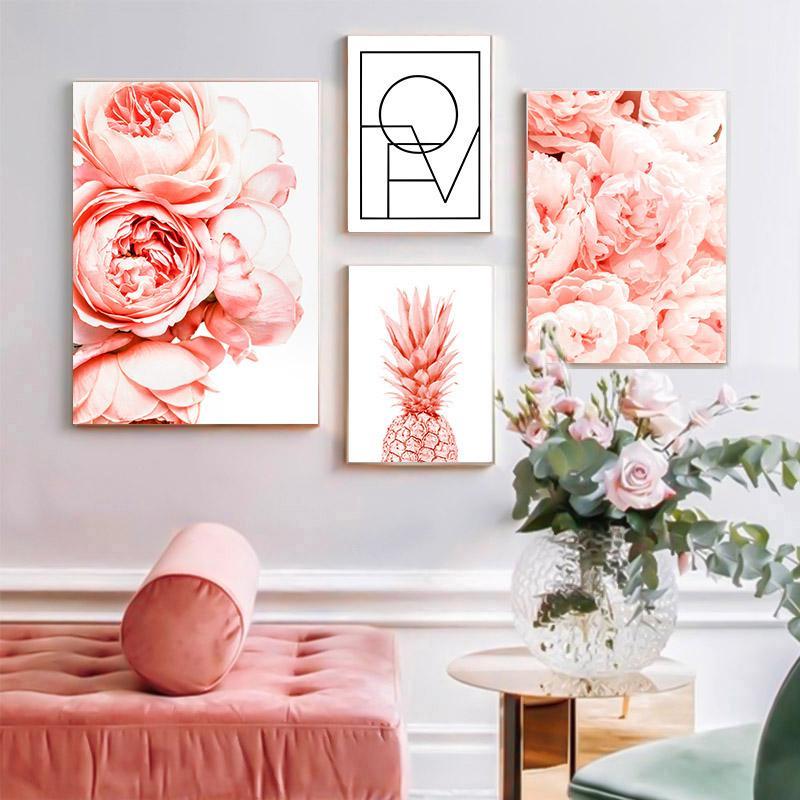 

Scandinavian Peony Flowers Wall Art Canvas Painting Poster And Print Wall Pictures for Living Room Bedroom Home Decor No Frame1