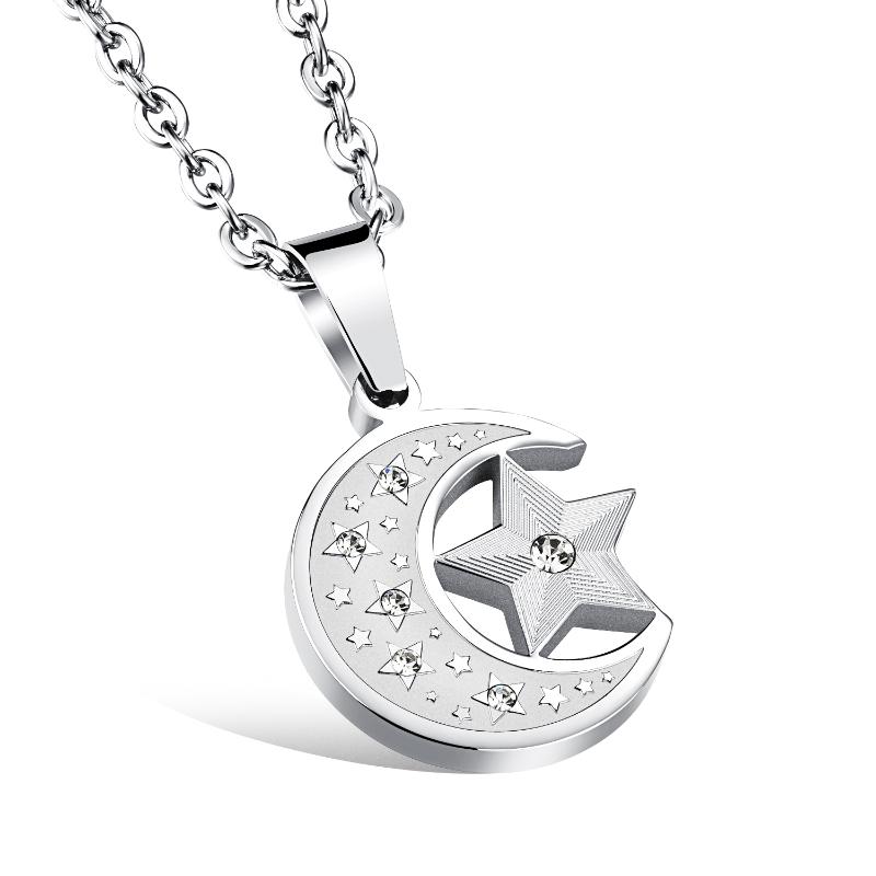 

JHSL Men Statement Moon Necklace Pendants Top Quality 316L Stainless Steel Silver Color Fashion Jewelry Gift Dropship
