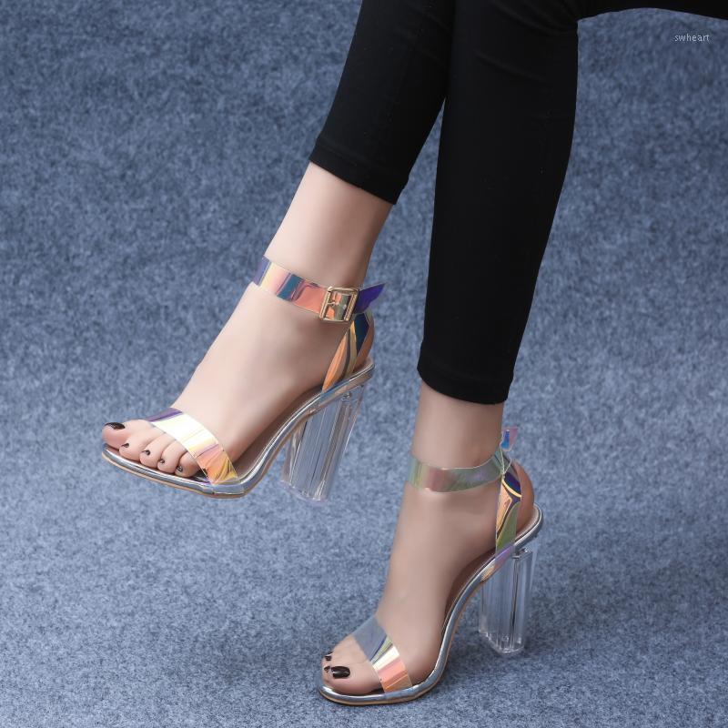 

Women Sexy Slip On Peep Toe Sandals High Heels Slippers Open Toe Dress Shoes Sexy Discolor Ladies Summer Transparent Mules Shoes1, Brown