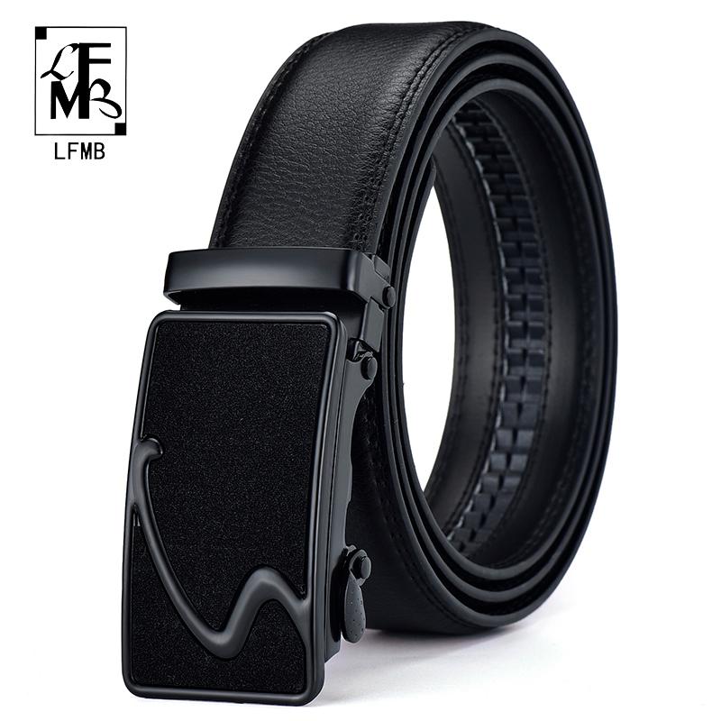 

FLMB]brand men belt male strap male metal automatic buckle genuine leather strap belts for men top quality luxury Busiiness, Black