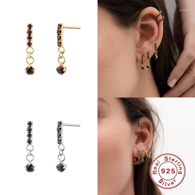 

Stud Aide 100% 925 Sterling Silver Black White Charm Zircon Earrings For Women Piercing Pendinte Luxury Ohrringe Fine Jewelry1