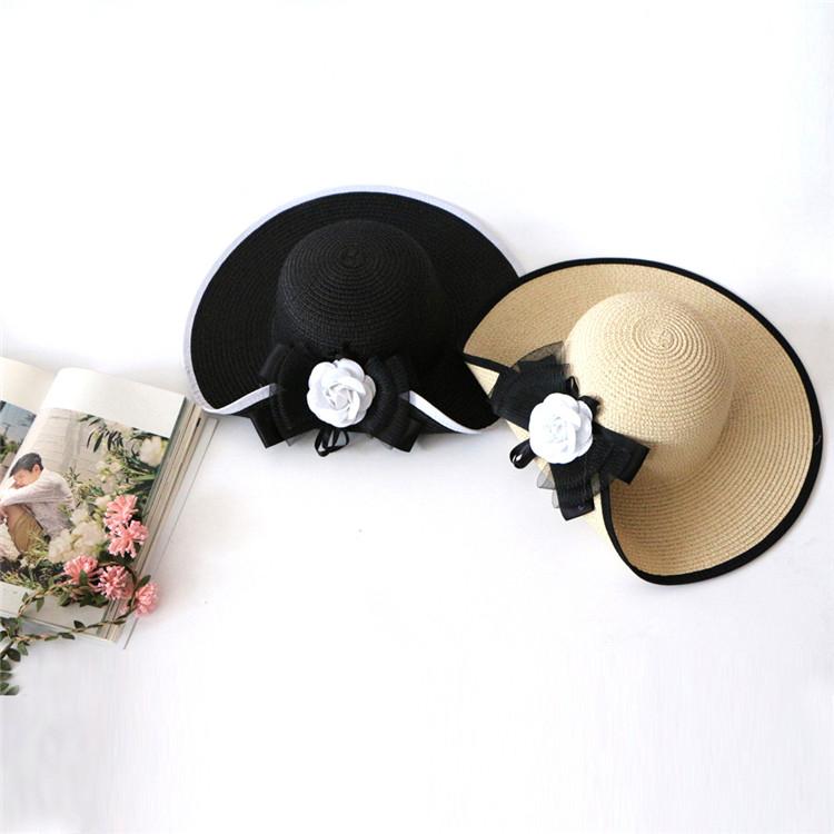 

Wide Brim Hats MEIGUAN009 Women Casual Floral Sun Beach Visor Cap With Flower Bowknot For And Ladies, White